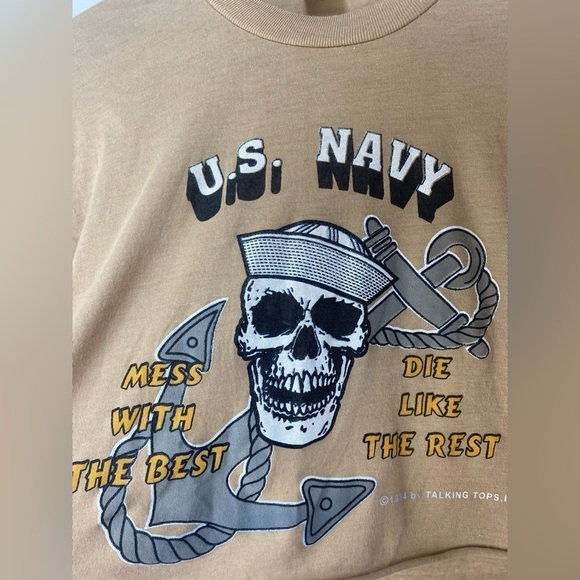 Vintage 1984 Screen Stars US‎ Navy Single Stitch Cropped - Picture 7 of 7